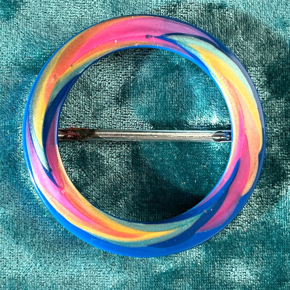 Astor Germany Vintage 1980s Pyschedelic Belt Buckle/ Scarf Loop